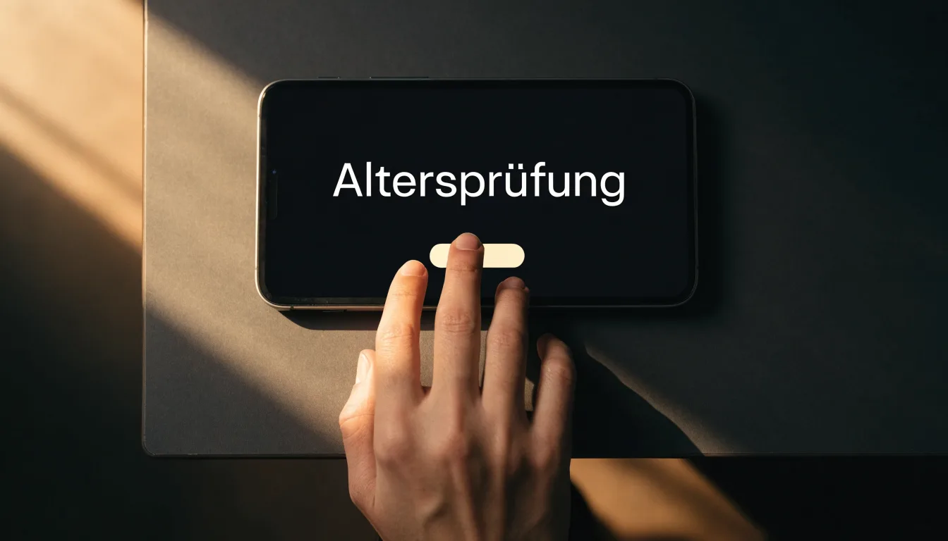 Ein Fußballtor mit Netz bei Sonnenuntergang auf einem leeren Platz, die Schatten der Torpfosten liegen lang auf dem Gras.