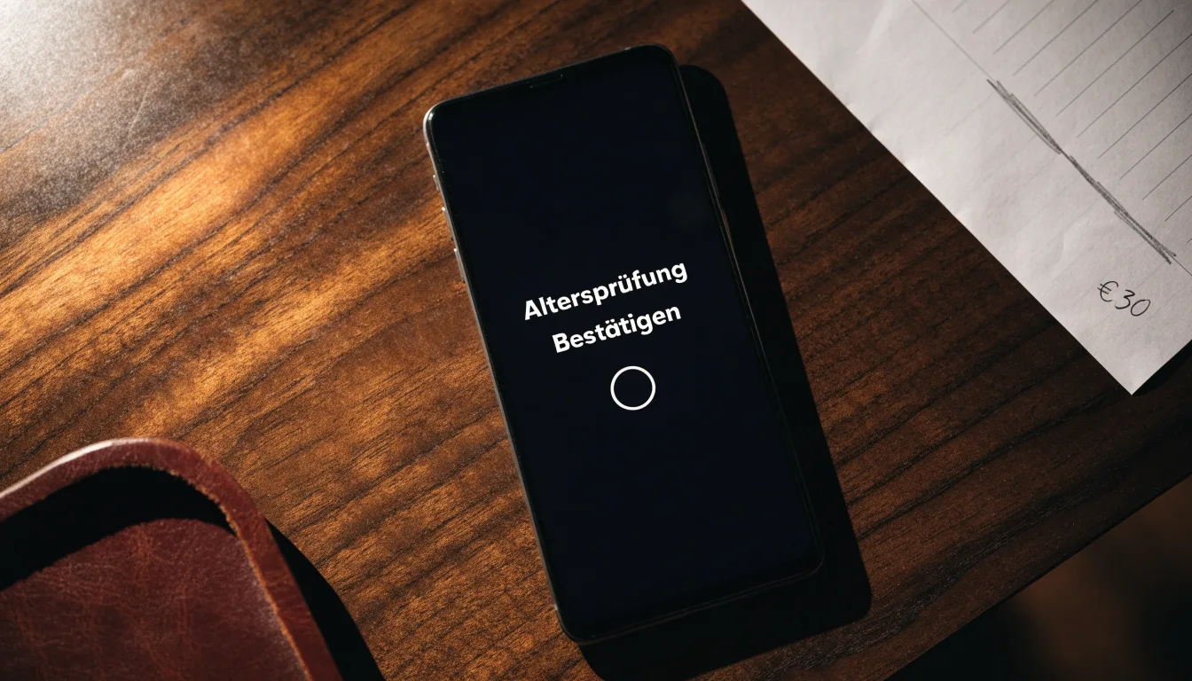 Ein Schlüsselbund und eine Lupe liegen auf einem dunklen Holztisch, im Hintergrund unscharf ein Regal mit Büchern.