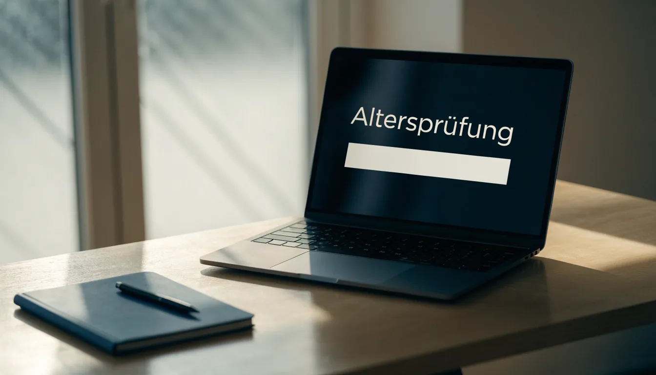 Eine Waage mit zwei leeren Schalen steht auf einem Holztisch vor einem Fenster.