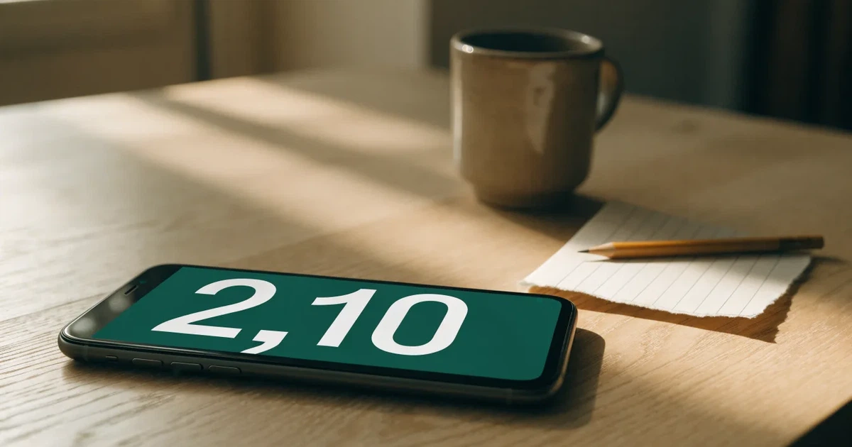 Mehrere Smartphones liegen mit dem Display nach unten neben einem Notizblock und einem Bleistift auf einem hellen Holztisch, seitliches Morgenlicht.