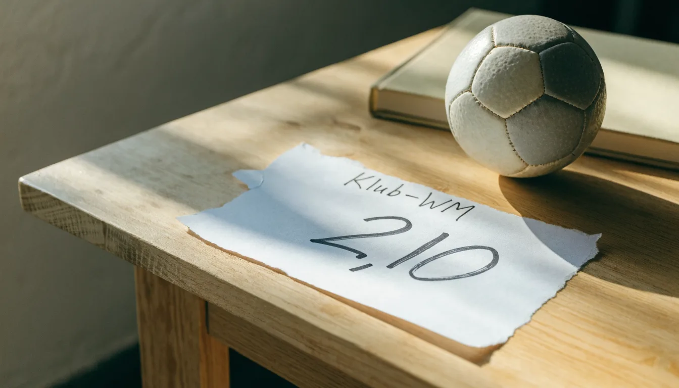 Eine Weltkarte aus Holz hängt an einer Wand, davor liegt ein Fußball auf einem Regal, ohne erkennbare Beschriftung.