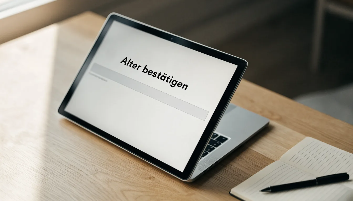 Eine Messingwaage steht auf einem Holzschreibtisch neben einer Kaffeetasse, im Hintergrund ein helles Fenster.