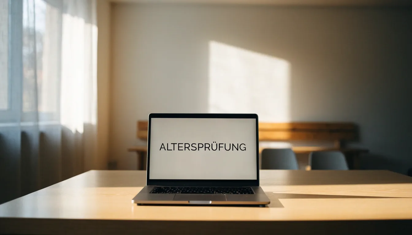 Ein heller Flur in einem Verwaltungsgebäude mit einer leeren Holzbank und einem Fenster, durch das Morgenlicht fällt.