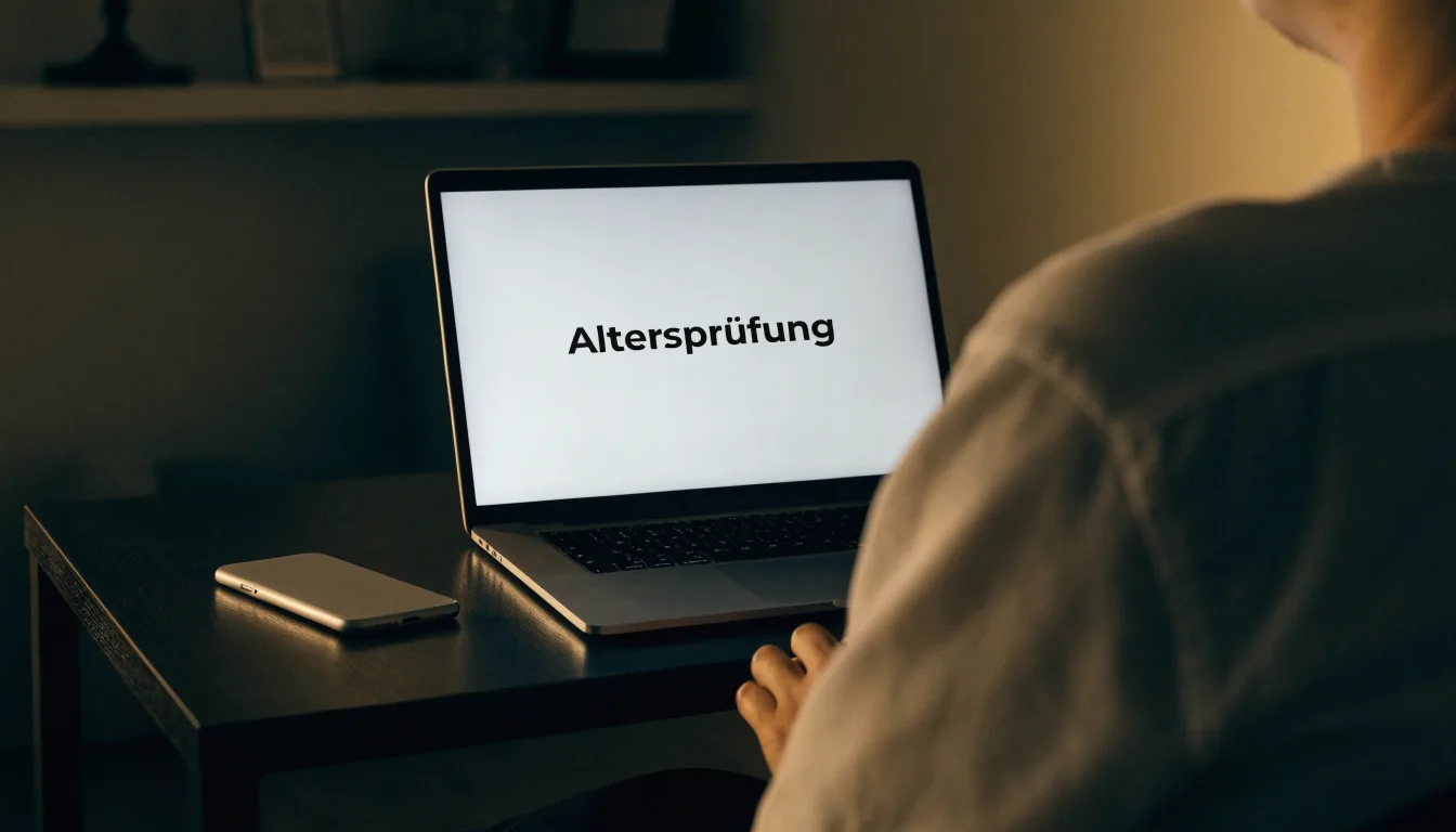 Eine Balkenwaage aus Messing steht im Gleichgewicht auf einem dunklen Pult neben einem hölzernen Richterhammer.